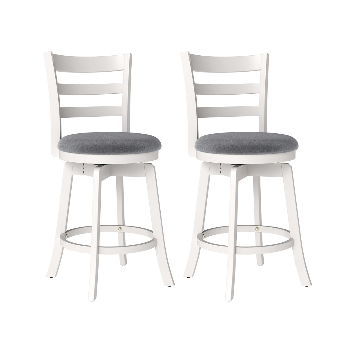 2-Piece Swivel Bar Stools with Curved Backrests and Upholstered Seats