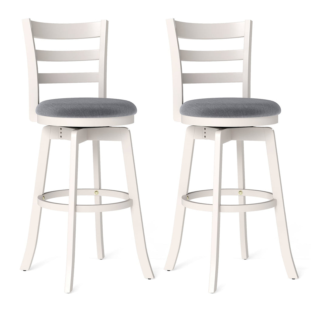 2-Piece Swivel Bar Stools with Curved Backrests and Upholstered Seats