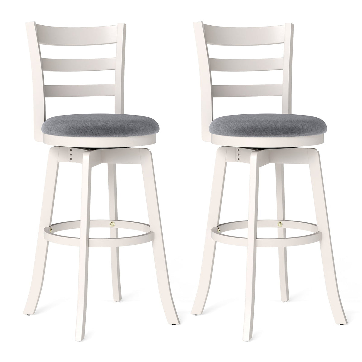 2-Piece Swivel Bar Stools with Curved Backrests and Upholstered Seats