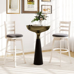 2-Piece Swivel Bar Stools with Curved Backrests and Upholstered Seats