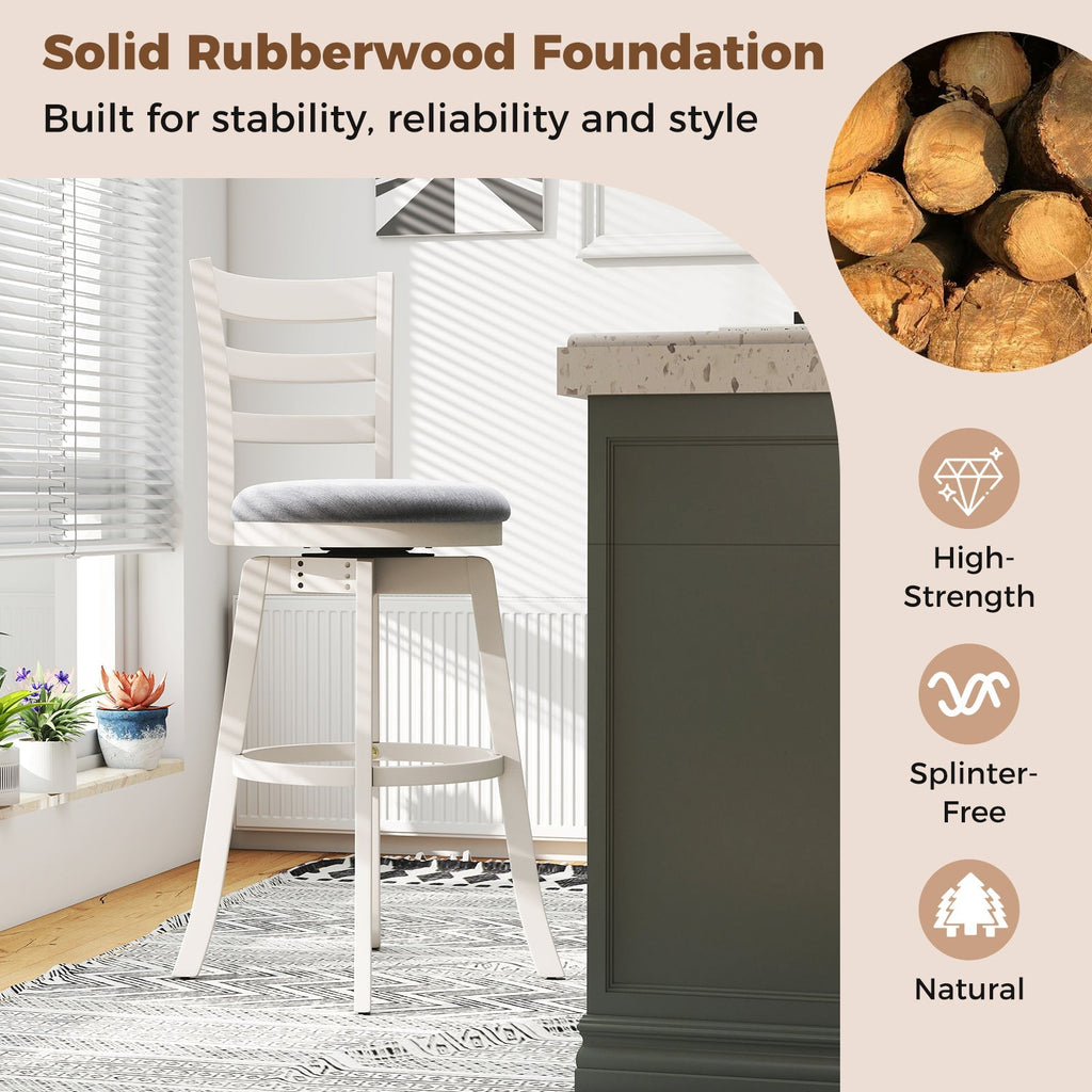 2-Piece Swivel Bar Stools with Curved Backrests and Upholstered Seats