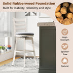 2-Piece Swivel Bar Stools with Curved Backrests and Upholstered Seats