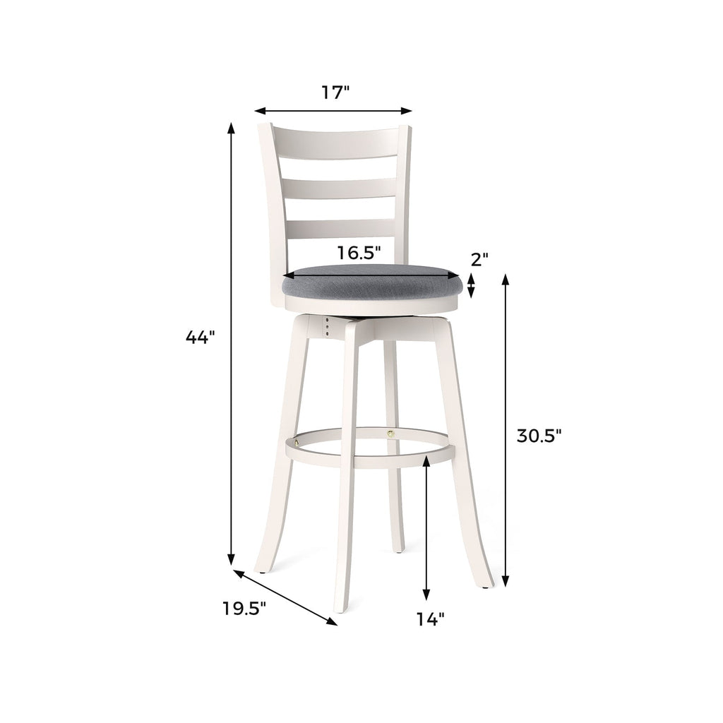 2-Piece Swivel Bar Stools with Curved Backrests and Upholstered Seats