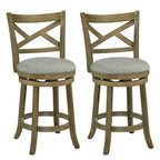 25/30 Inch Swivel Bar Stools Set of 2 with Backrests and Wood Frame