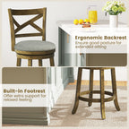 25/30 Inch Swivel Bar Stools Set of 2 with Backrests and Wood Frame