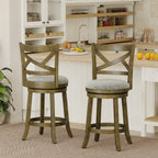 25/30 Inch Swivel Bar Stools Set of 2 with Backrests and Wood Frame