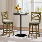 25/30 Inch Swivel Bar Stools Set of 2 with Backrests and Wood Frame