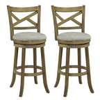 25/30 Inch Swivel Bar Stools Set of 2 with Backrests and Wood Frame