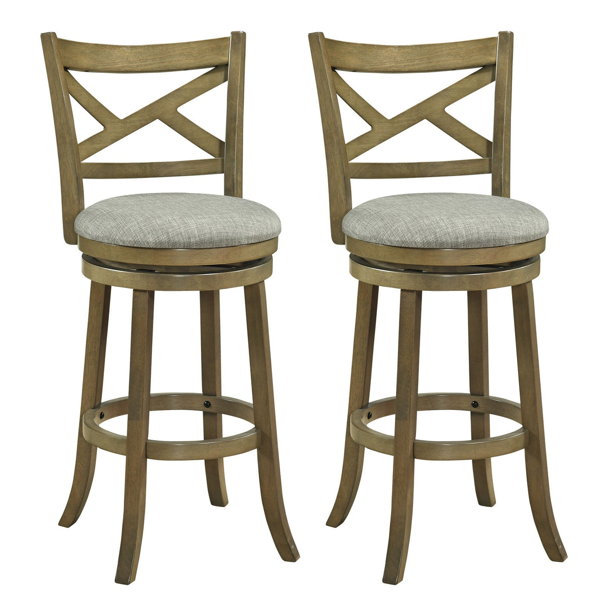 25/30 Inch Swivel Bar Stools Set of 2 with Backrests and Wood Frame