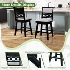 25 Inch Bar Stools Set of 2 with Upholstered Backrest and 360° Rotation Seat-Black