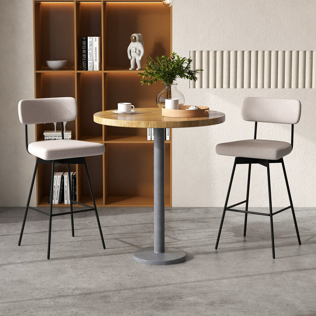 29 Inch Bar Height Upholstered Swivel Bar Stool Set of 2