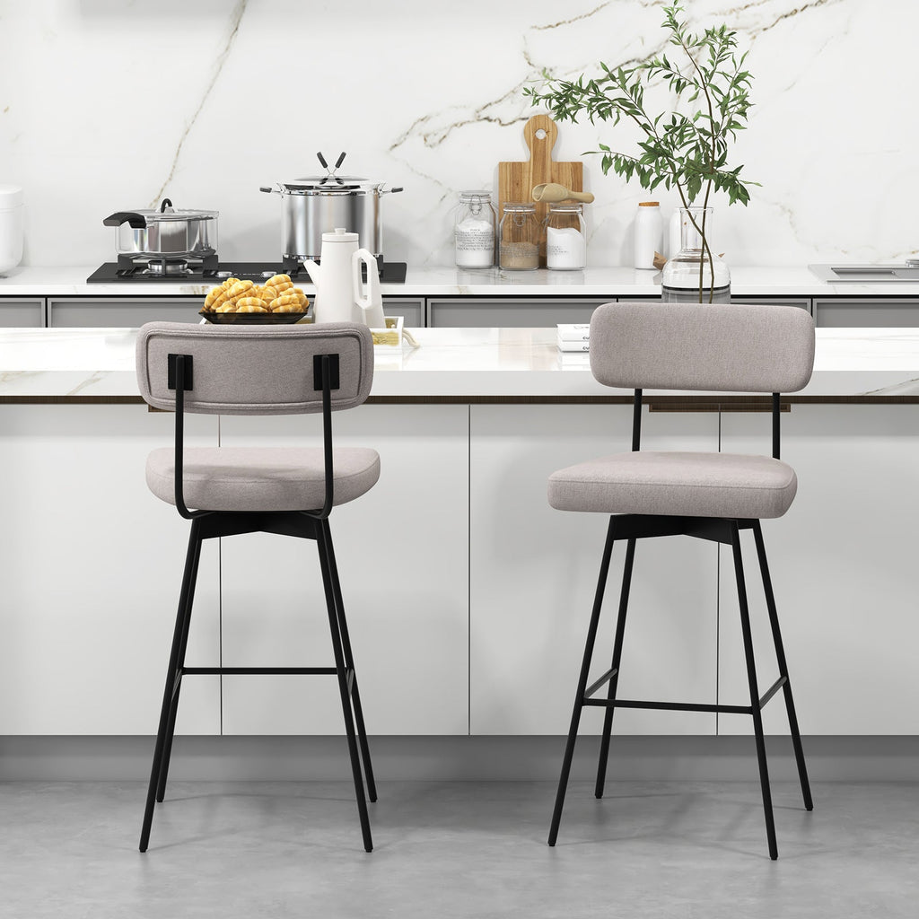 29 Inch Bar Height Upholstered Swivel Bar Stool Set of 2