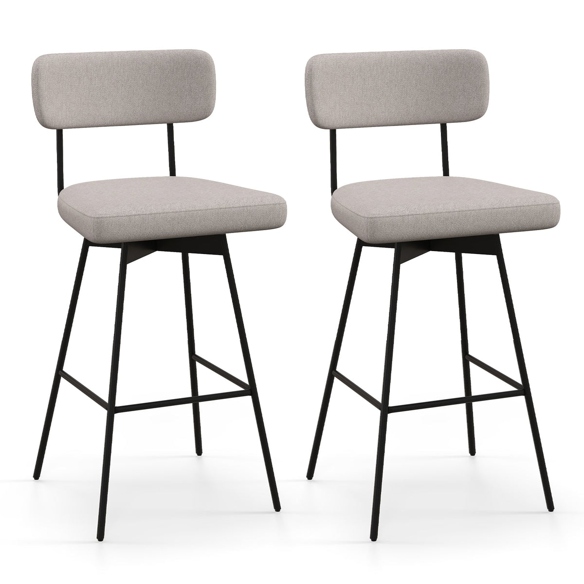 29 Inch Bar Height Upholstered Swivel Bar Stool Set of 2