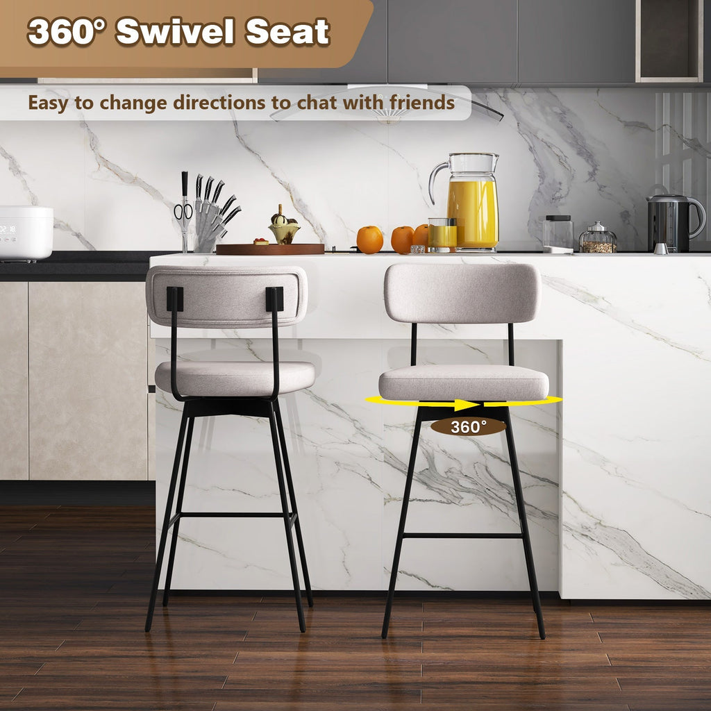 29 Inch Bar Height Upholstered Swivel Bar Stool Set of 2