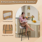 29 Inch Counter Height Upholstered Swivel Bar Stool Set of 2-beige