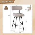 29 Inch Counter Height Upholstered Swivel Bar Stool Set of 2-beige