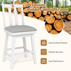 25 Inch Modern Bar Stools Set of 2 with Upholstered and 360° Rotation Seat-White