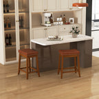 Set of 2 Upholstered PU Leather Bar Stools with Saddle Seat