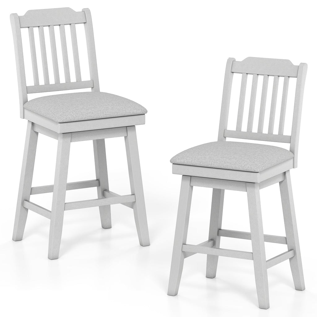 25 inch Modern Bar Stools Set of 2 with Upholstered Swivel Seat-Gray