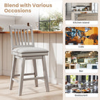 25 inch Modern Bar Stools Set of 2 with Upholstered Swivel Seat-Gray
