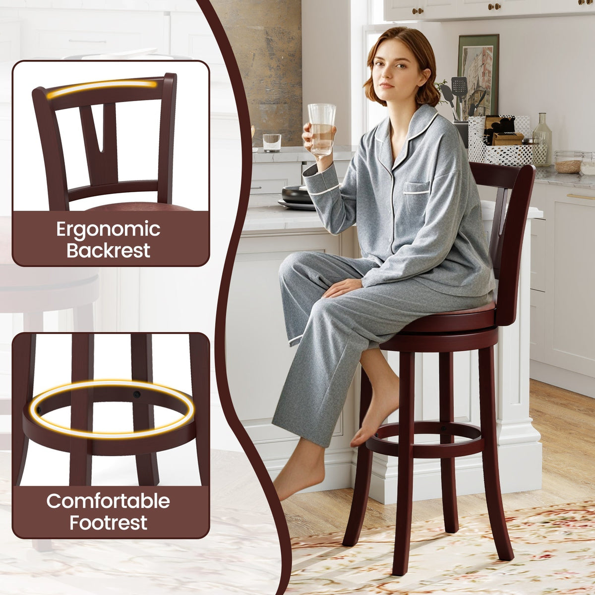 2-Piece Counter-Height Swivel Bar Stools with High Backrests