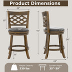 26 Inch Counter Height Bar Stools Set of 2 with Rubber Wood Frame