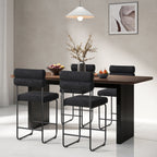 26 Inch Counter Height Bar Stools Set of 2 with Metal Frame and Footrest-Black