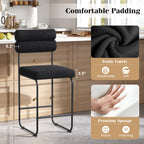 26 Inch Counter Height Bar Stools Set of 2 with Metal Frame and Footrest-Black