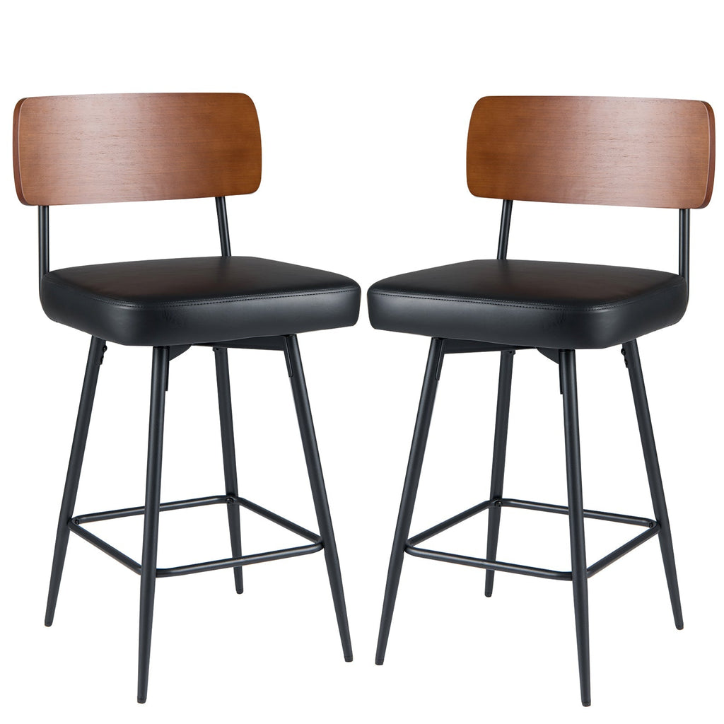2-Piece Padded Counter-Height Bar Stools with Metal Legs