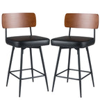 2-Piece Padded Counter-Height Bar Stools with Metal Legs