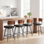 2-Piece Padded Counter-Height Bar Stools with Metal Legs