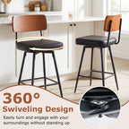 2-Piece Padded Counter-Height Bar Stools with Metal Legs