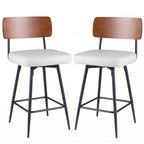 2-Piece Padded Counter-Height Bar Stools with Metal Legs