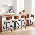 2-Piece Padded Counter-Height Bar Stools with Metal Legs