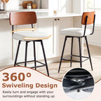 2-Piece Padded Counter-Height Bar Stools with Metal Legs