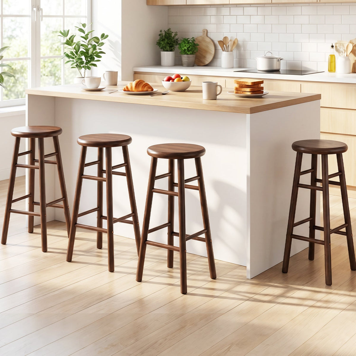 29" Swivel Bar Stools with Footrests - Set of 2