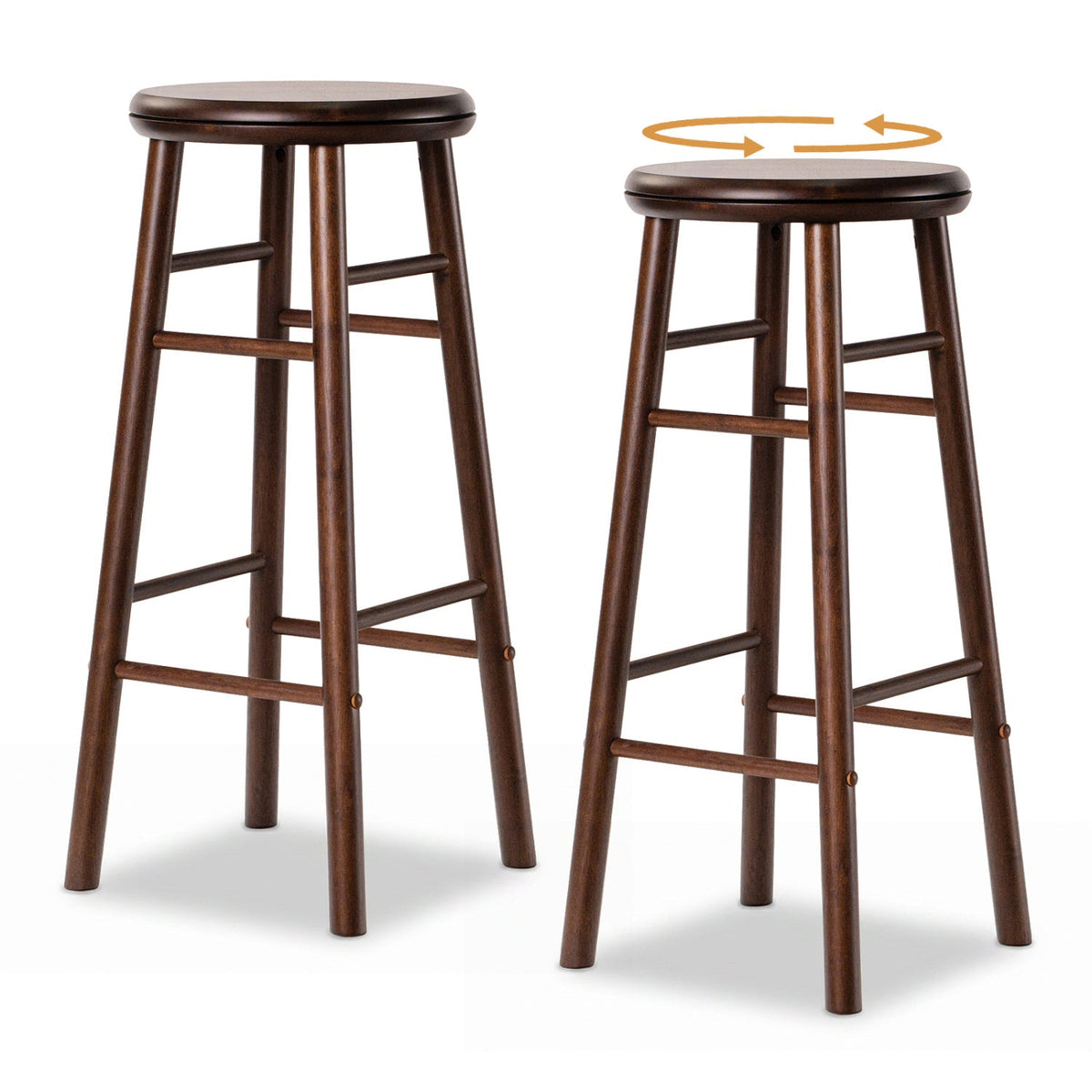 29" Swivel Bar Stools with Footrests - Set of 2