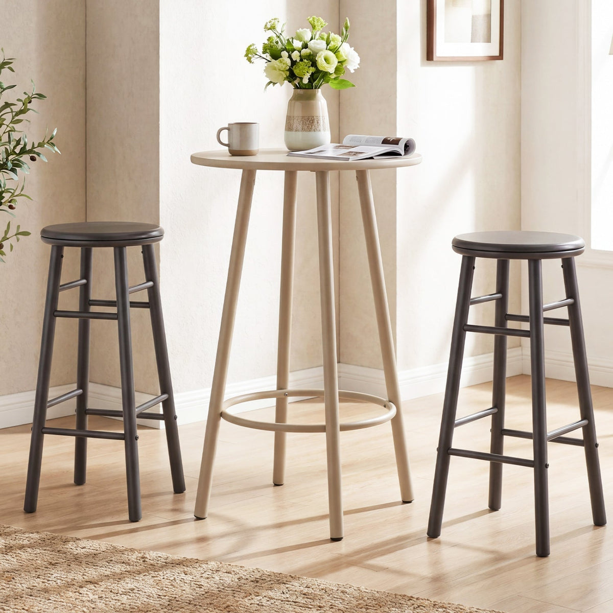 29" Swivel Bar Stools with Footrests - Set of 2