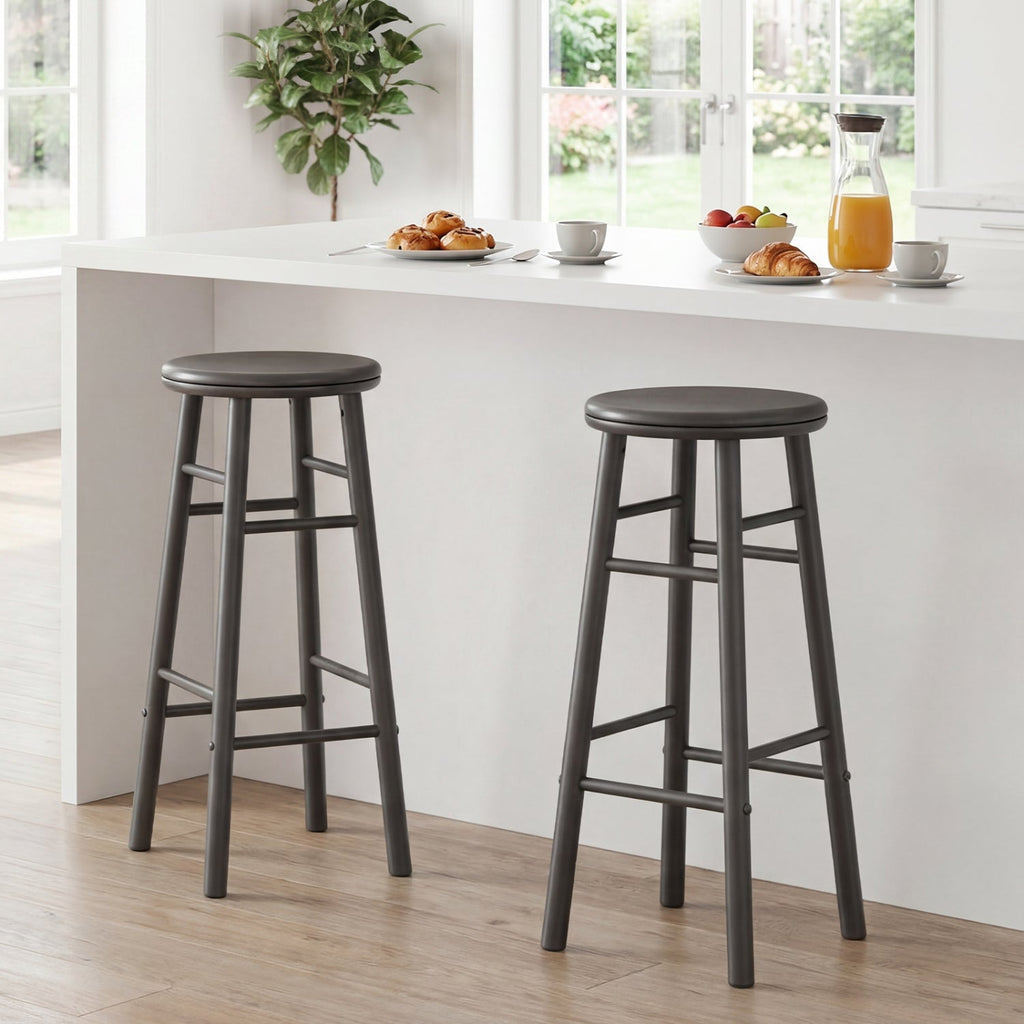 29" Swivel Bar Stools with Footrests - Set of 2