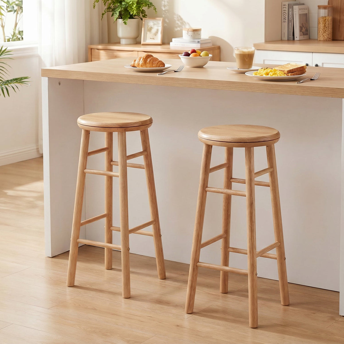 29" Swivel Bar Stools with Footrests - Set of 2