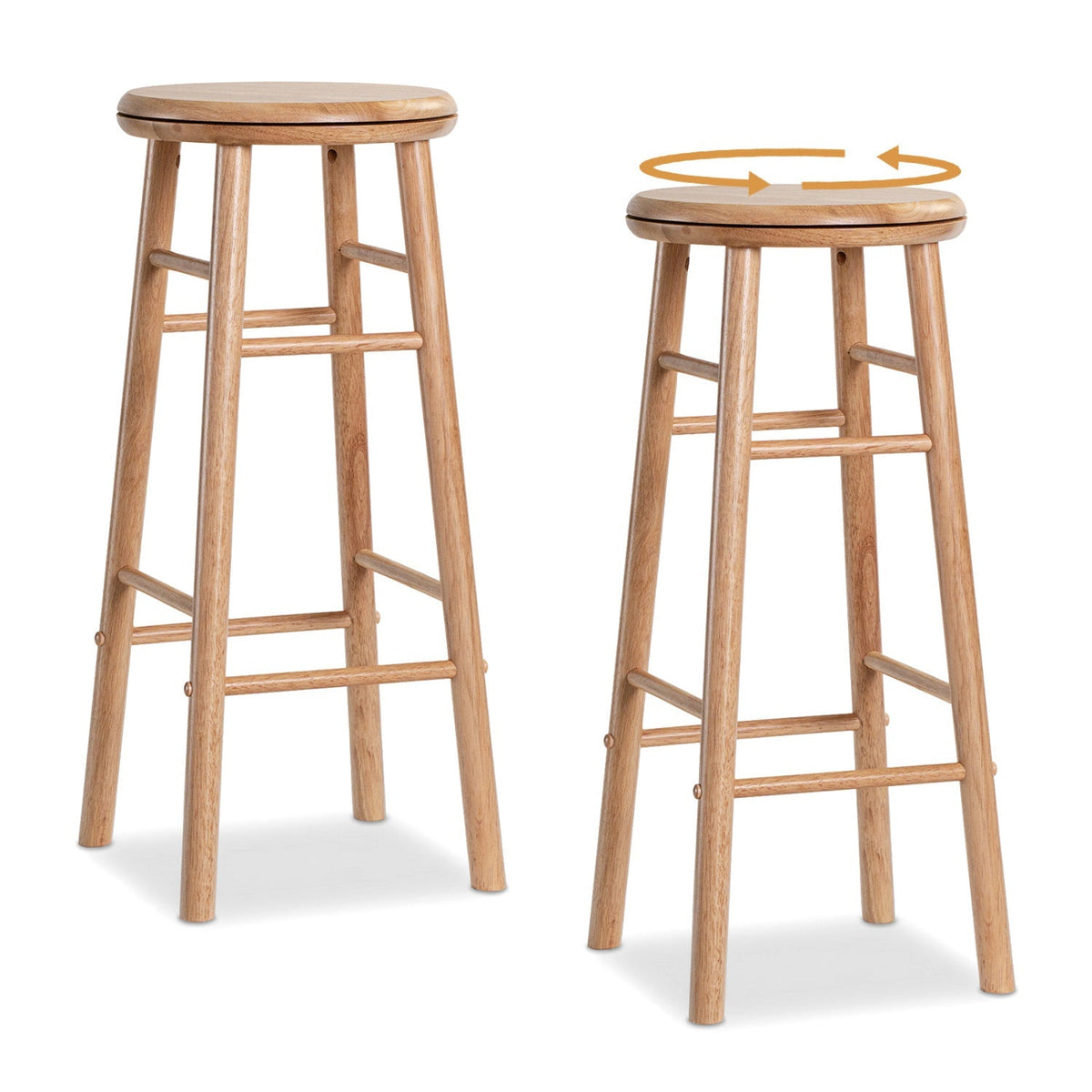 29" Swivel Bar Stools with Footrests - Set of 2