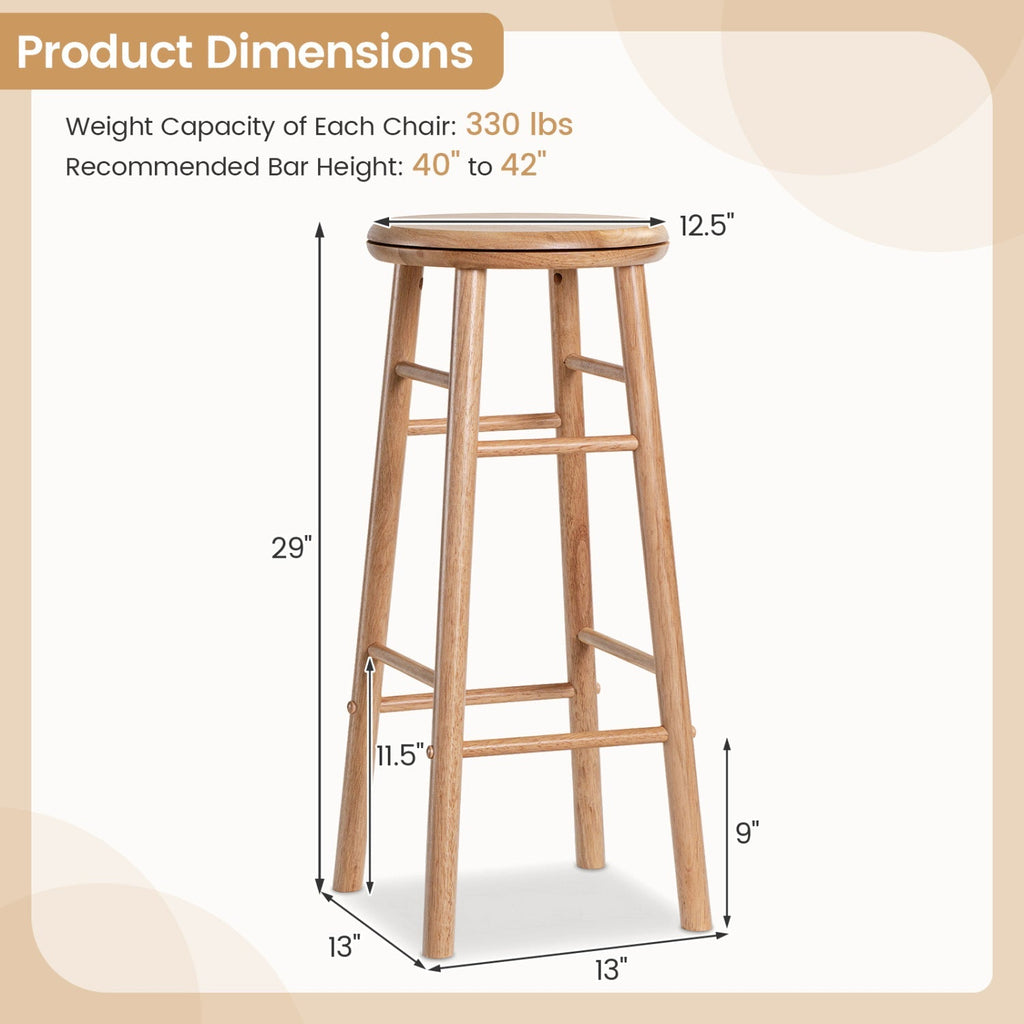 29" Swivel Bar Stools with Footrests - Set of 2