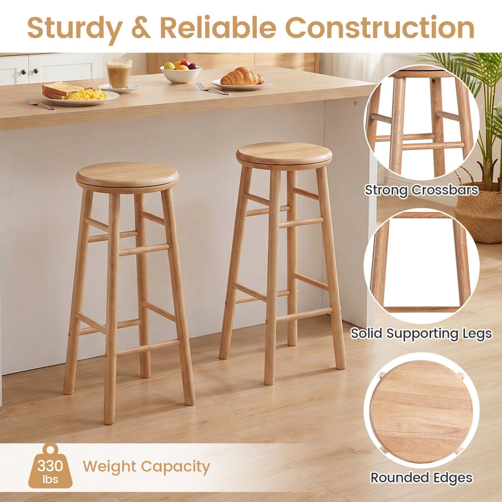 29" Swivel Bar Stools with Footrests - Set of 2