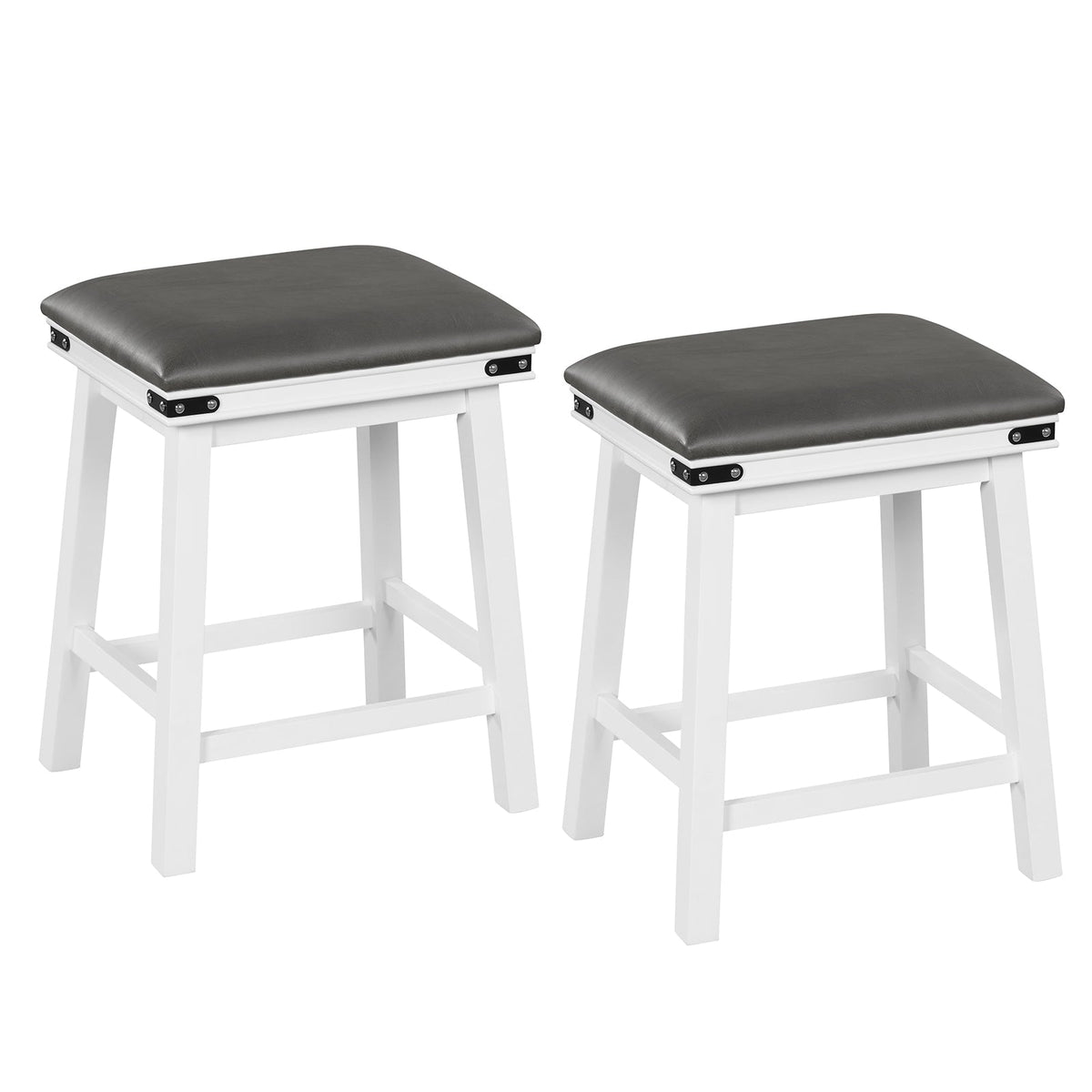 Set of 2 Dining Bar Stool with Acacia Wood Frame