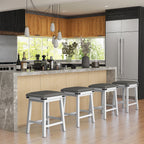 Set of 2 Dining Bar Stool with Acacia Wood Frame