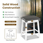 Set of 2 Dining Bar Stool with Acacia Wood Frame