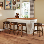 Set of 2 29-Inch Swivel Leather Padded Dining Bar Stools