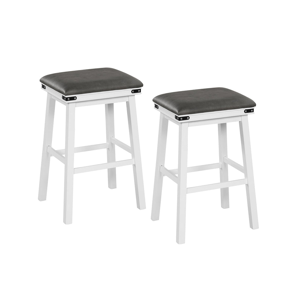 Set of 2 Dining Bar Stool with Acacia Wood Frame