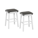Set of 2 Dining Bar Stool with Acacia Wood Frame