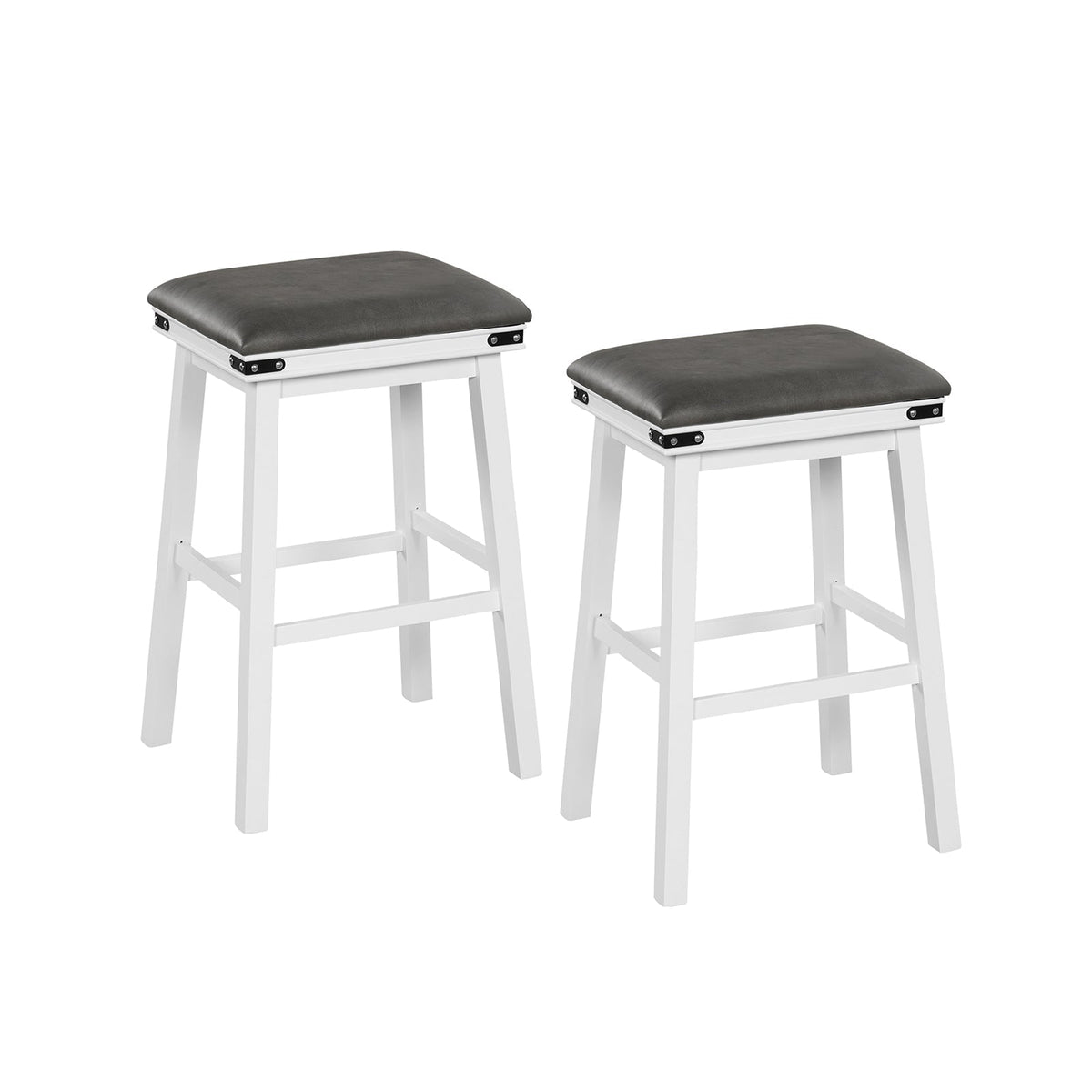 Set of 2 Dining Bar Stool with Acacia Wood Frame